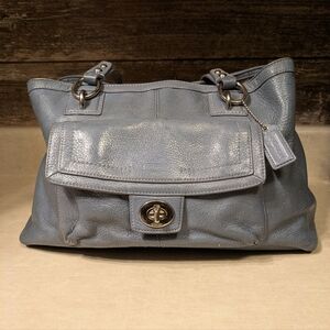 Coach F19944 Penelope Carryall LT Blue Leather Satchel (L)